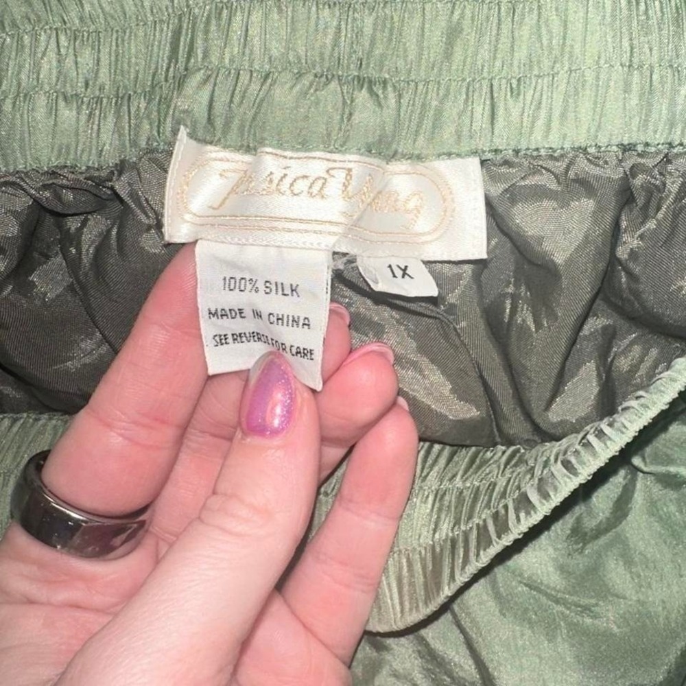 100% silk pants elastic waist band 1X Jessica Young - Picture 7 of 7
